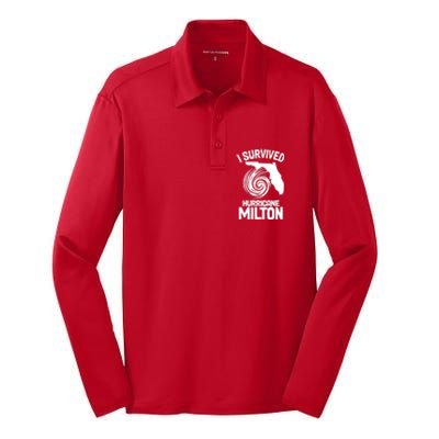 I Survived Hurricane Milton Florida Strong Silk Touch Performance Long Sleeve Polo