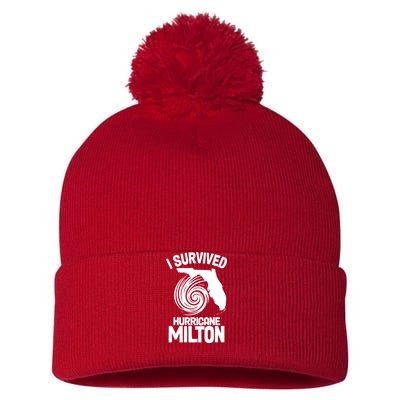 I Survived Hurricane Milton Florida Strong Pom Pom 12in Knit Beanie
