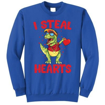 I Steal Hearts Cool Dinosaur Dabbing T Rex Valentines Day Gift Tall Sweatshirt