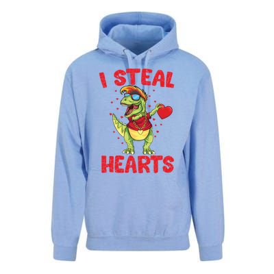 I Steal Hearts Cool Dinosaur Dabbing T Rex Valentines Day Gift Unisex Surf Hoodie