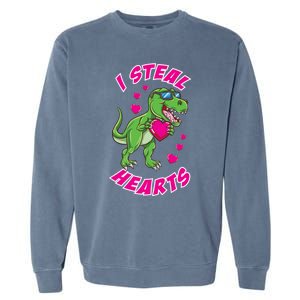 I Steal Hearts Dinosaur Valentines Day Gift Garment-Dyed Sweatshirt