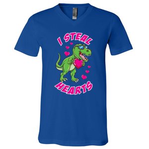 I Steal Hearts Dinosaur Valentines Day Gift V-Neck T-Shirt