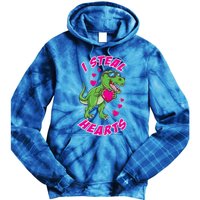 I Steal Hearts Dinosaur Valentines Day Gift Tie Dye Hoodie