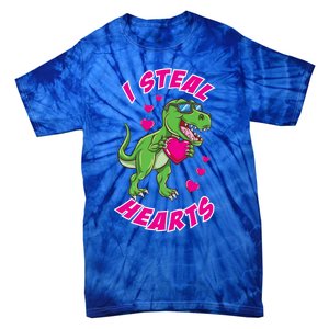 I Steal Hearts Dinosaur Valentines Day Gift Tie-Dye T-Shirt