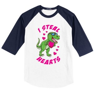 I Steal Hearts Dinosaur Valentines Day Gift Baseball Sleeve Shirt