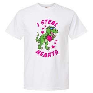 I Steal Hearts Dinosaur Valentines Day Gift Garment-Dyed Heavyweight T-Shirt