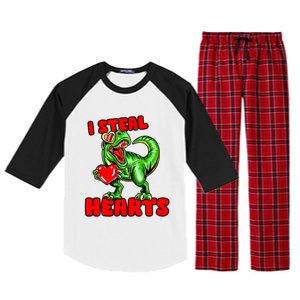 I Steal Hearts Dinosaur Valentines Day Meaningful Gift Raglan Sleeve Pajama Set