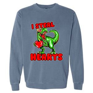 I Steal Hearts Dinosaur Valentines Day Meaningful Gift Garment-Dyed Sweatshirt