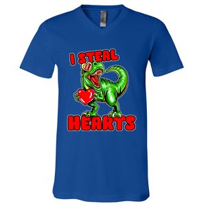 I Steal Hearts Dinosaur Valentines Day Meaningful Gift V-Neck T-Shirt