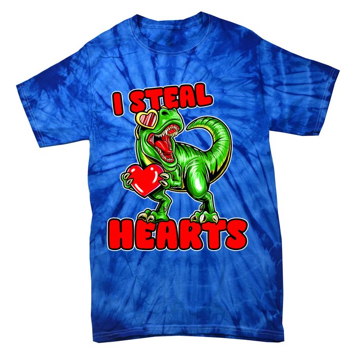 I Steal Hearts Dinosaur Valentines Day Meaningful Gift Tie-Dye T-Shirt