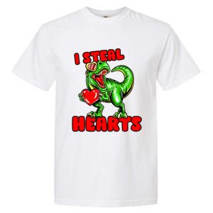 I Steal Hearts Dinosaur Valentines Day Meaningful Gift Garment-Dyed Heavyweight T-Shirt