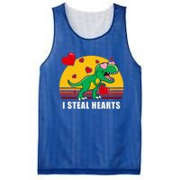 I Steal Hearts Funny Dinosaur T Rex Valentines Day Retro Great Gift Mesh Reversible Basketball Jersey Tank