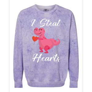 I Steal Hearts Funny Tmeaningful Giftrex Dinosaur Valentine's Day Gift Gift Colorblast Crewneck Sweatshirt