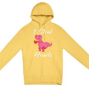 I Steal Hearts Funny Tmeaningful Giftrex Dinosaur Valentine's Day Gift Gift Premium Pullover Hoodie