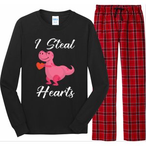 I Steal Hearts Funny Tmeaningful Giftrex Dinosaur Valentine's Day Gift Gift Long Sleeve Pajama Set