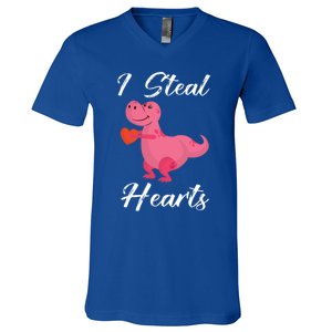 I Steal Hearts Funny Tmeaningful Giftrex Dinosaur Valentine's Day Gift Gift V-Neck T-Shirt