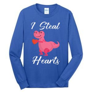 I Steal Hearts Funny Tmeaningful Giftrex Dinosaur Valentine's Day Gift Gift Tall Long Sleeve T-Shirt