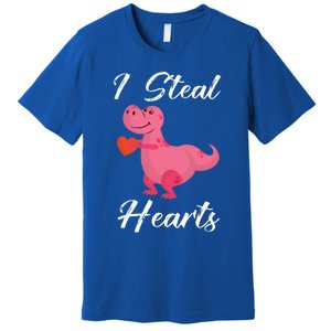 I Steal Hearts Funny Tmeaningful Giftrex Dinosaur Valentine's Day Gift Gift Premium T-Shirt