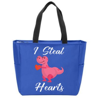 I Steal Hearts Funny Tmeaningful Giftrex Dinosaur Valentine's Day Gift Gift Zip Tote Bag