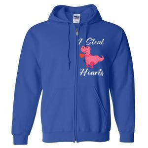 I Steal Hearts Funny Tmeaningful Giftrex Dinosaur Valentine's Day Gift Gift Full Zip Hoodie