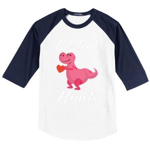 I Steal Hearts Funny Tmeaningful Giftrex Dinosaur Valentine's Day Gift Gift Baseball Sleeve Shirt