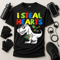 I Steal Hearts Autism Dinosaur Cooling Performance Crew T-Shirt