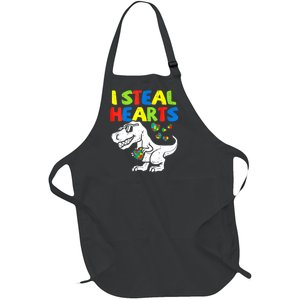 I Steal Hearts Autism Dinosaur Full-Length Apron With Pockets