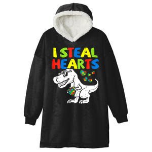 I Steal Hearts Autism Dinosaur Hooded Wearable Blanket