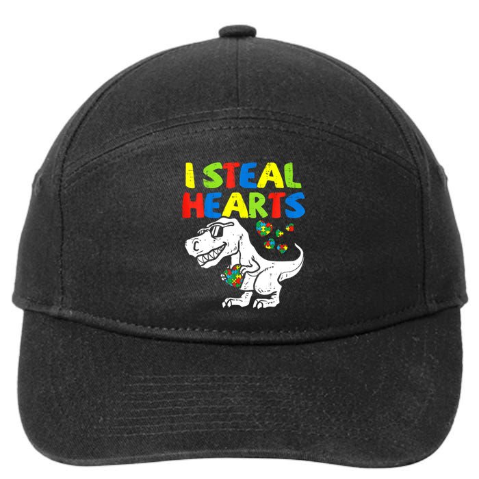 I Steal Hearts Autism Dinosaur 7-Panel Snapback Hat