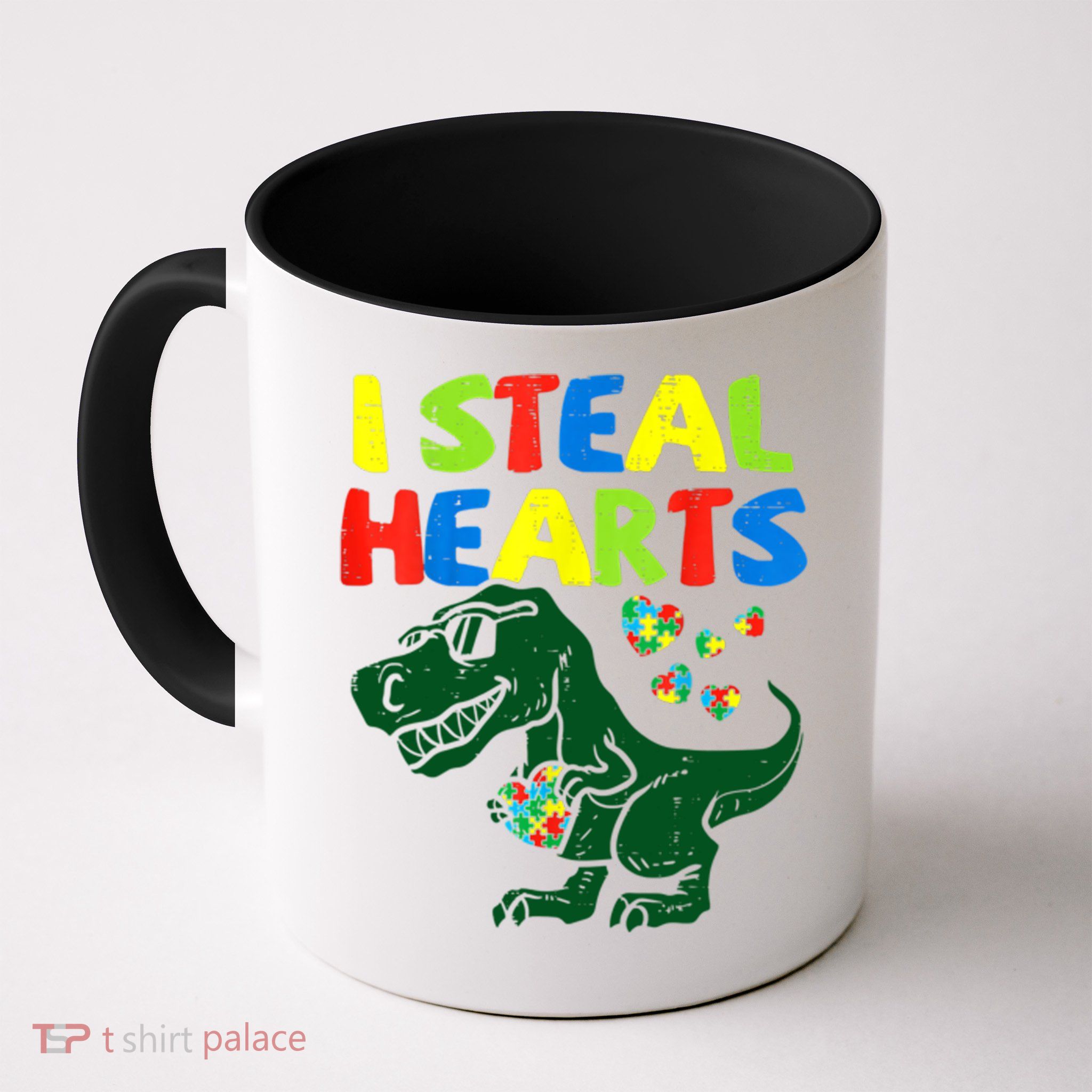 I Steal Hearts Autism Dinosaur Mug