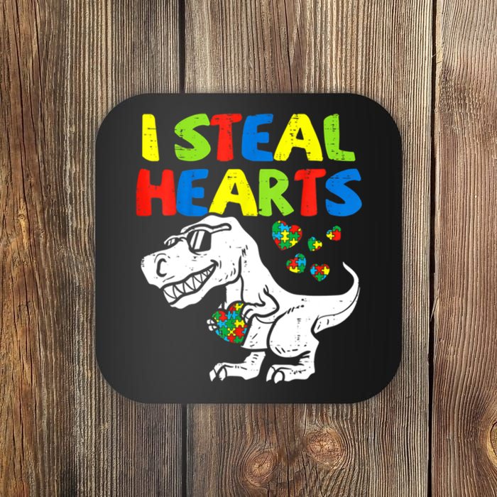 I Steal Hearts Autism Dinosaur Coaster