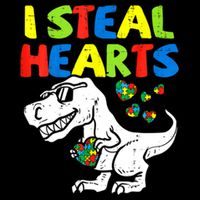 I Steal Hearts Autism Dinosaur Poster
