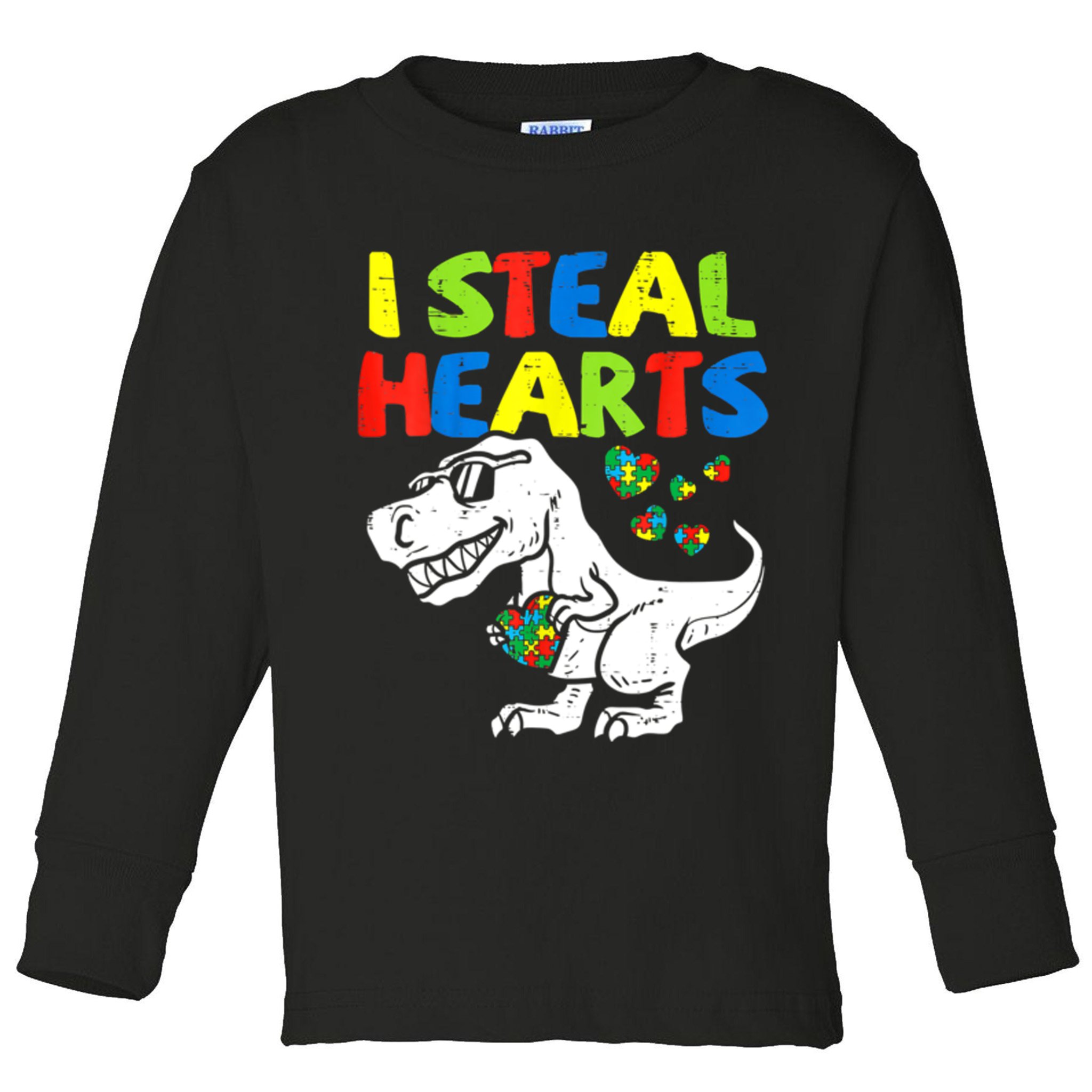 I Steal Hearts Autism Dinosaur Toddler Long Sleeve Shirt