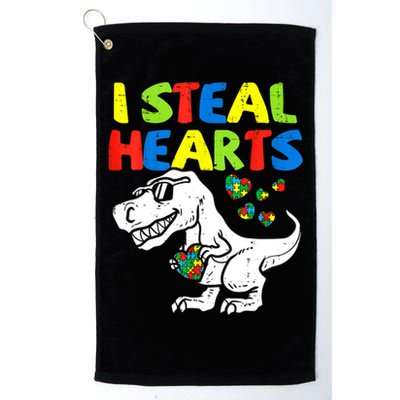 I Steal Hearts Autism Dinosaur Golf Towel