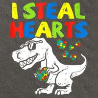 I Steal Hearts Autism Dinosaur Cotton Canvas Backpack
