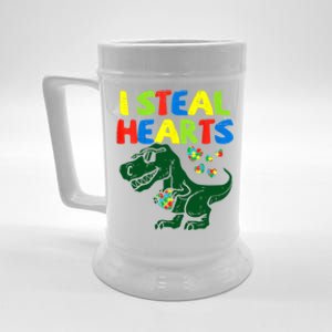 I Steal Hearts Autism Dinosaur Beer Stein