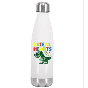 I Steal Hearts Autism Dinosaur Stainless Steel Insulated Water Bottle