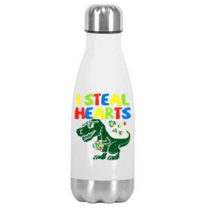 I Steal Hearts Autism Dinosaur Stainless Steel Insulated Water Bottle