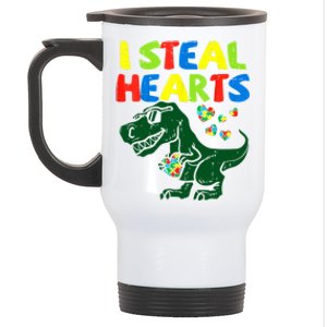 I Steal Hearts Autism Dinosaur Stainless Steel Travel Mug