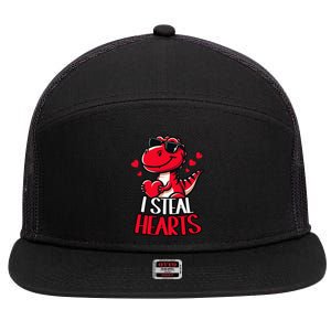 I Steal Hearts Trex Dino ValentineS Day Son 7 Panel Mesh Trucker Snapback Hat