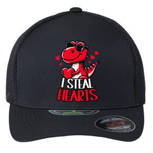 I Steal Hearts Trex Dino ValentineS Day Son Flexfit Unipanel Trucker Cap