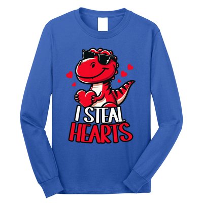 I Steal Hearts Trex Dino ValentineS Day Son Long Sleeve Shirt