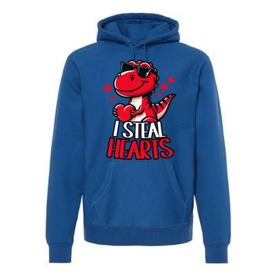 I Steal Hearts Trex Dino ValentineS Day Son Premium Hoodie