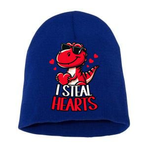 I Steal Hearts Trex Dino ValentineS Day Son Short Acrylic Beanie