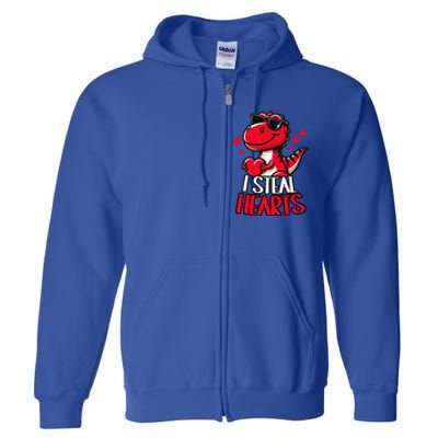 I Steal Hearts Trex Dino ValentineS Day Son Full Zip Hoodie