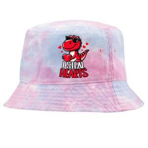 I Steal Hearts Trex Dino ValentineS Day Son Tie-Dyed Bucket Hat