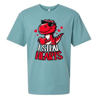 I Steal Hearts Trex Dino ValentineS Day Son Sueded Cloud Jersey T-Shirt