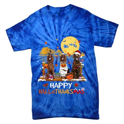 Irish Setter Happy Hallothanksmas Halloween Thanksgiving Funny Gift Tie-Dye T-Shirt