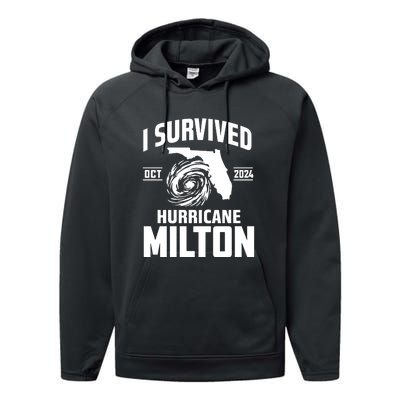 I Survived Hurricane Milton 2024 Florida Survivor Hurricane Graphic Performance Fleece Hoodie