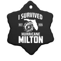 I Survived Hurricane Milton 2024 Florida Survivor Hurricane Graphic Ceramic Star Ornament